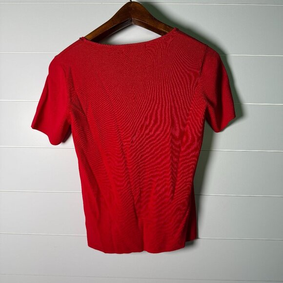 Loulou XL Red Hand Beaded Embellished Short Sleeve Shirt - Picture 3 of 6